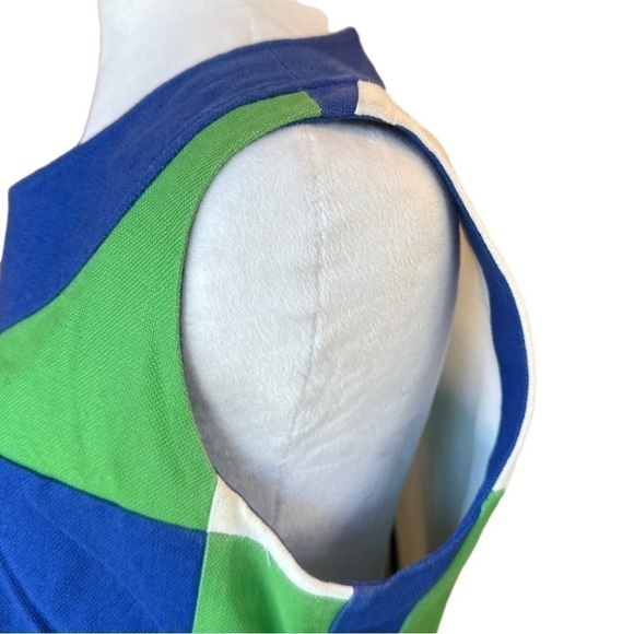 Vineyard Vines Color Block Green Blue White Sleeveless Dress Size 8 - Picture 7 of 13